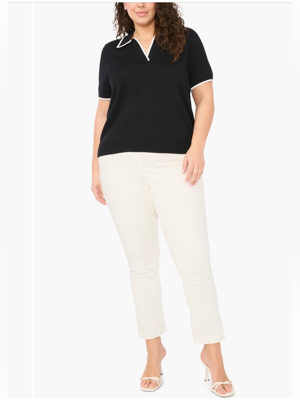Women’s Halogen Black Knit Polo with White Trim, 3X - Picture 8 of 12